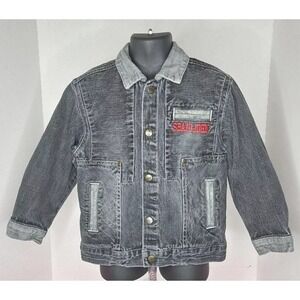 Boy's Vintage‎ Sean John Black Denim Jacket W Red Embroidery Size 4T Hip Hop